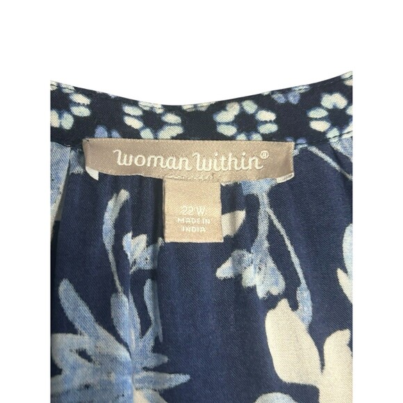 Cottagecore Prairiecore Woman Within Womens Floral Midi Dress Size 22W Blue Boho - Picture 6 of 6